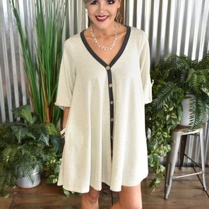 Chic V Neck Swing Dress